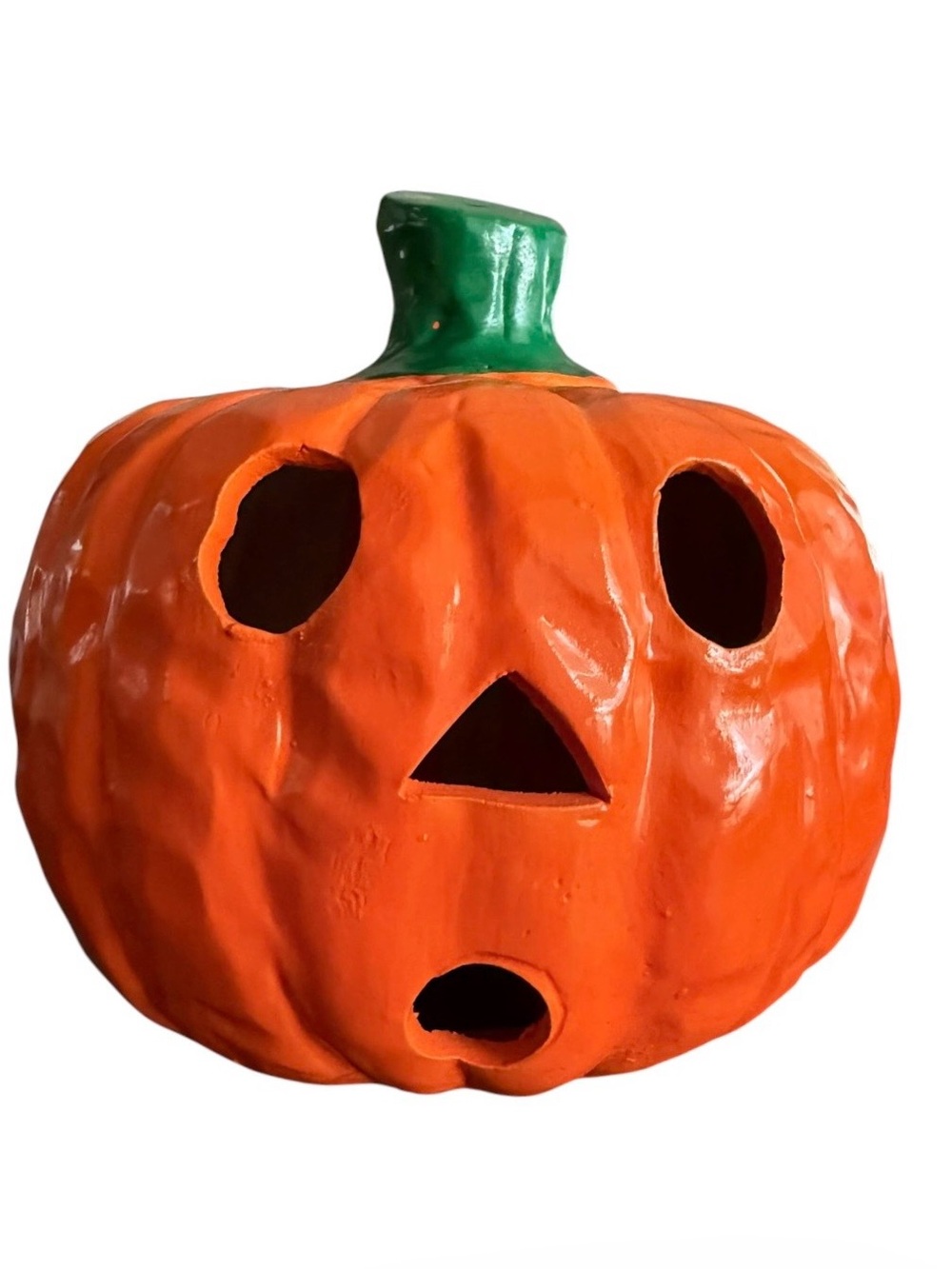 Vintage Ceramic #Pumpkin Light Up  #Halloween Decor 6x6 W/ Box 1980s 90s